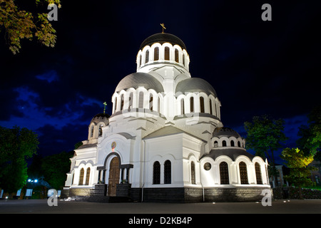 Alexander Nevsky Cathedral in Kamenez-Podolsk, der Ukraine, in der Nacht Stockfoto