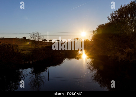 Langzeitbelichtung einer ländlichen Landschaft in Castro Verde, Alentejo, Portugal Stockfoto