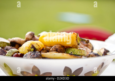 verschiedene gegrillte Gemüse gebacken in der Natur Stockfoto