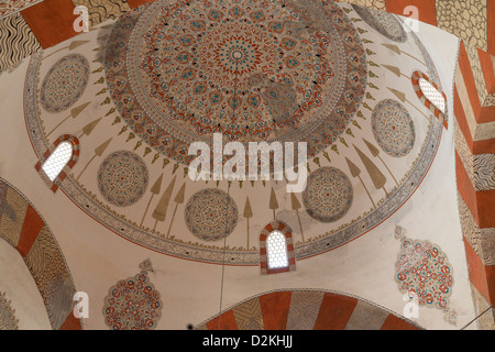 Detail der Malerei auf Kuppel, Eski Cami, alte Moschee Edirne, Türkei Stockfoto