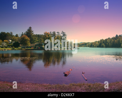 Morgen in Saranac Lake, New York Stockfoto