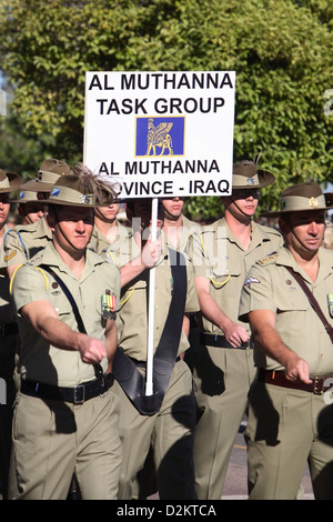 Militärparade durch australische Soldaten der Rückkehr aus dem Irak-Krieg. Darwin, Australien. Stockfoto