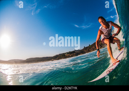 Surfen, Hauptstrand, N. Stradbroke Island, Queensland, Australien Stockfoto