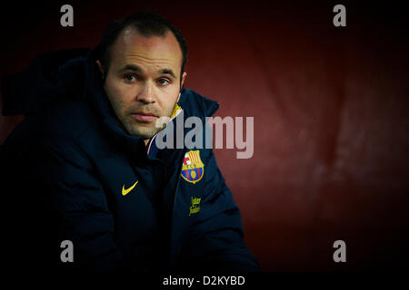 Barcelona, Spanien. 27. Januar 2013. Andres Iniesta (FC Barcelona), während La Liga Fußballspiel zwischen FC Barcelona und CA Osasuna im Camp Nou in Barcelona, Spanien, Sonntag, 27. Januar 2013. Foto: S.Lau/ Alamy Live-Nachrichten Stockfoto