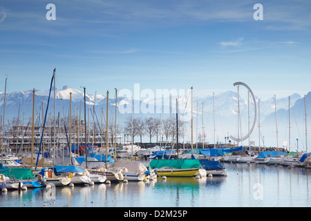Hafen von Ouchy, Lausanne, Vaud, Schweiz Stockfoto