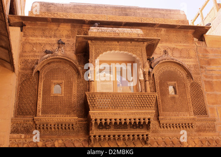 Intricate dekorativen Strukturen von Jaisalmer Fort Rajasthan geschnitzt, Stockfoto