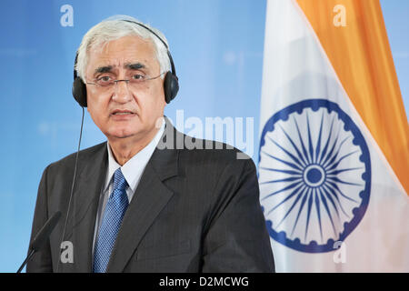 Berlin, Deutschland. 28. Januar 2013. Salman Khurshid, indische Außenminister in Berlin fotografiert. Stockfoto