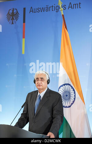 Berlin, Deutschland. 28. Januar 2013. Salman Khurshid, indische Außenminister in Berlin fotografiert. Stockfoto