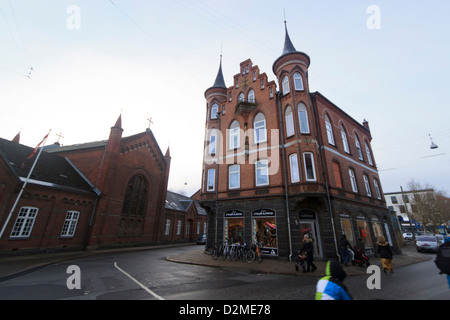 Alte gotische Gebäude im Stadtzentrum von Randers, Dänemark Stockfoto