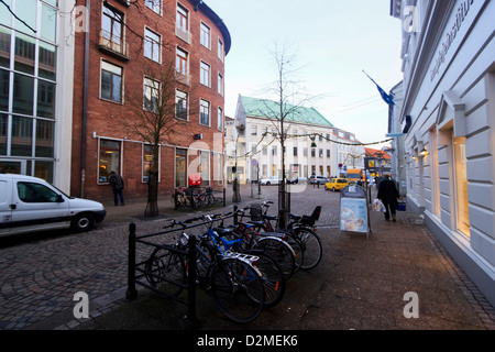 Straße in der Innenstadt von Randers, Dänemark Stockfoto