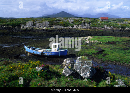 Die atemberaubende Landschaft von Connemara, County Galway, Irland, mit der Twelve Bens in der Ferne. Stockfoto