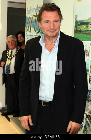 Liam Neeson ausgezeichnet Honorary Freiheit von Ballymena, Belfast, Nordirland. Stockfoto