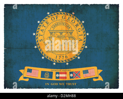 Flagge des US-Bundesstaates Georgia (gültig ab 2001-2003) im Grunge-Stil erstellt Stockfoto