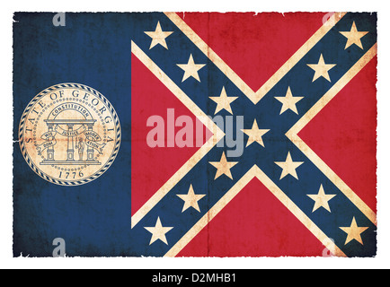 Flagge des US-Bundesstaates Georgia (gültig ab 1956-2001) im Grunge-Stil erstellt Stockfoto