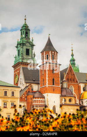 Wawel-Kathedrale auf dem Wawel-Hügel in Krakau, Polen an einem sonnigen Tag Stockfoto