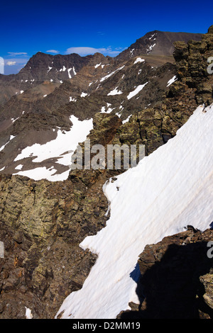 Mount Mulhacen, dem höchsten Gipfel der iberischen Halbinsel. Sierra Nevada, Granada, Spanien Stockfoto