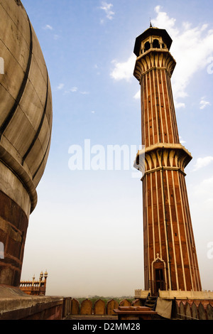 Minarett und Kuppel der Jama Masjid Freitag Moschee von Delhi, Indien Stockfoto