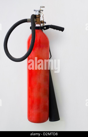 Nahaufnahme von einem Feuerlöscher Stockfoto