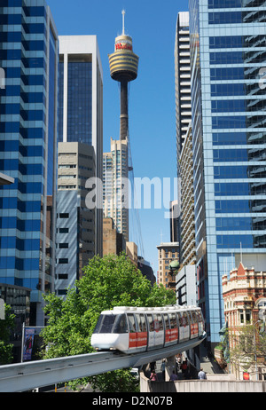 Einschienenbahn durch Stadt, Sydney, New South Wales, Australien, Pazifik Stockfoto