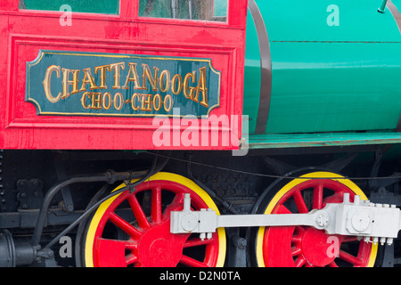 Lokomotive in Chattanooga Choo Choo, Chattanooga, Tennessee, Vereinigte Staaten von Amerika, Nordamerika Stockfoto