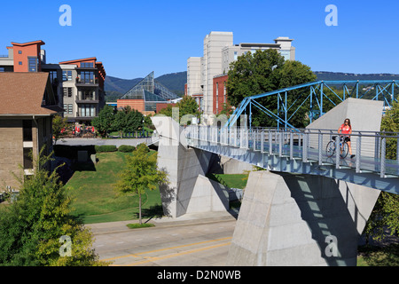 Holmberg Fußgängerbrücke, Bluff Ansicht Arts District, Chattanooga, Tennessee, Vereinigte Staaten von Amerika, Nordamerika Stockfoto