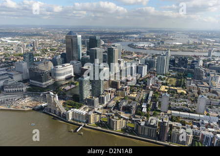 Luftaufnahme des Canary Wharf London Stockfoto