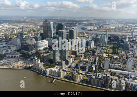 Luftaufnahme des Canary Wharf London Stockfoto