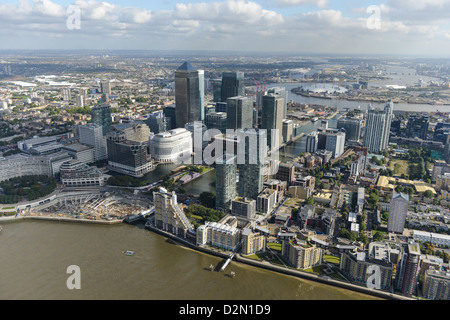 Luftaufnahme des Canary Wharf London Stockfoto