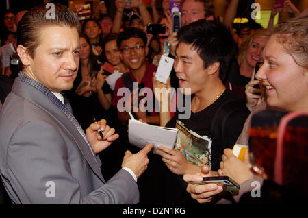 Sydney, Australien. 29. Januar 2013.  Jeremy Renner bei der australischen Premiere von "Hexe Hänsel & Gretel Jäger" Unterzeichnung am 29. Januar 2013 in Sydney, Australien.  Bildnachweis: Ben Hunt / Alamy Live News Stockfoto