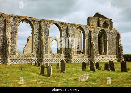 St.-Andreas Kirche und eine kleinere Kirche entstand innen im 17. Jahrhundert, Covehithe, Suffolk, England, UK Stockfoto