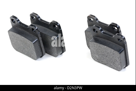 Satz von Disc Brake Pads isoliert auf weiß Stockfoto