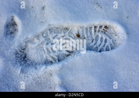 Fußabdruck im Schnee Stockfoto