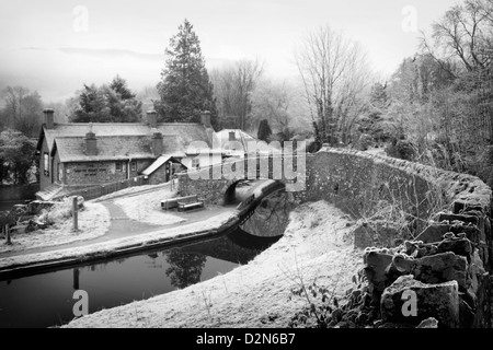 Brecon Canal bei Wanderungen auf Usk, Powys, Wales, UK Stockfoto