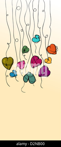 Bunte Frühlingsblumen Herz Hintergrund Liebe Valentinstag. Vektor-Illustration für einfache Handhabung und individuelle Färbung geschichtet. Stockfoto