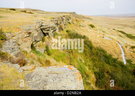 Head-Smashed-In Buffalo Jump zum UNESCO-Weltkulturerbe in der Nähe von Fort Macleod in Alberta, Kanada Stockfoto