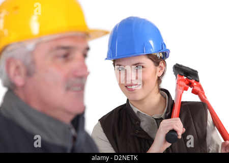 Nahaufnahme der Bauarbeiter Stockfoto