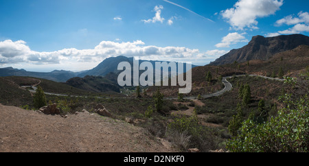 Blick auf Panorama-Berg, Barranco de Nublo, Fataga, Gran Canaria, Kanarische Inseln, Spanien Stockfoto