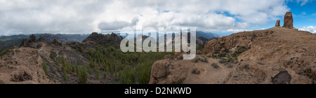 Blick auf Panorama-Berg, Barranco de Nublo, Fataga, Gran Canaria, Kanarische Inseln, Spanien Stockfoto