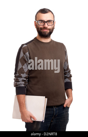 Junger Mann halten Bücher Stockfoto