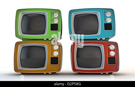 Retro-tv isoliert auf weißem Hintergrund Stockfoto
