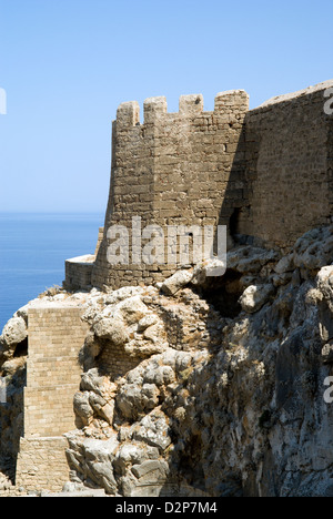 die Akropolis Lindos Rhodos Dodekanes Inseln Griechenland Stockfoto