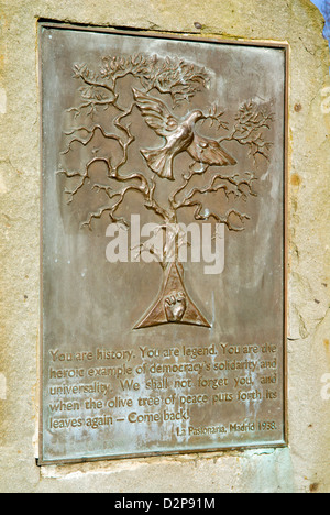 Denkmal für den spanischen Bürgerkrieg Freiwillige, Alexandra Gardens, Cathays Park, Cardiff, Südwales, UK. Stockfoto