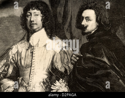 Flämischer Maler Anthony van Dyck (1599-1641) und englische Politiker Lord John Digby (1580-1653), 1. Earl of Bristol. Gravur. Stockfoto