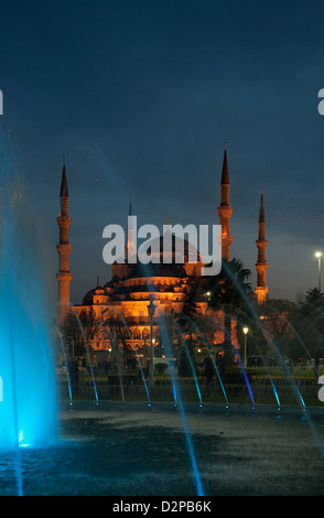 Istanbul, Türkei, Sultan Ahmed Mosque, genannt auch die blaue Moschee in der Nacht Stockfoto