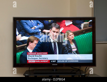 BBC Parlament TV-Kanal zeigt David Gauke, Fiskus-Sekretärin Stockfoto