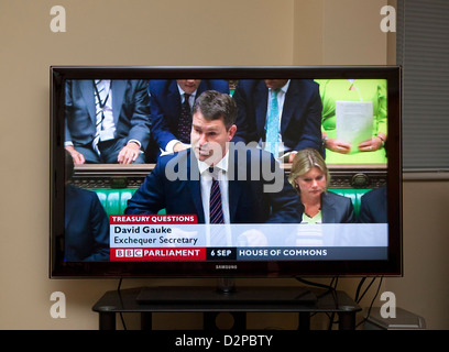 BBC Parlament TV-Kanal zeigt David Gauke, Fiskus-Sekretärin Stockfoto