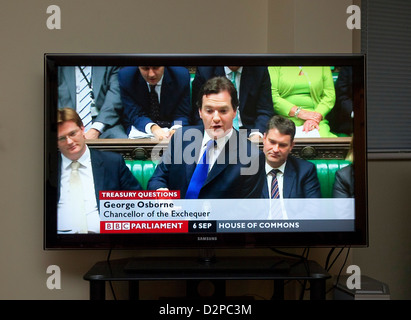 BBC Parlament TV-Kanal zeigt George Osborn Stockfoto