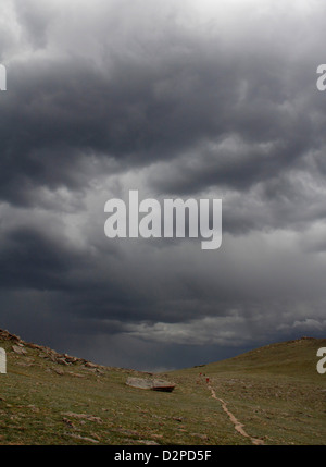 Familie Wandern Thunder Storm Rocky Mountain National Park Colorado Stockfoto