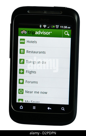 TripAdvisor Reise Review-Website-app auf dem Handy angezeigt. Stockfoto