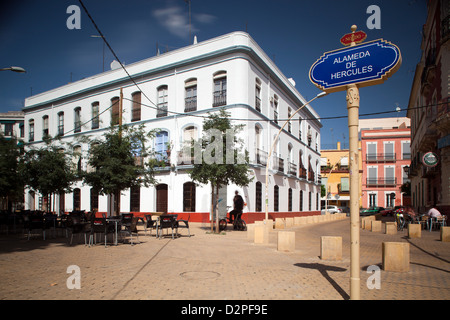 Sevilla, Spanien, Schild an der Alameda de Hercules Stockfoto